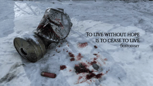 A Quote By Dostoyevsky Is Displayed On A Snowy Ground GIF