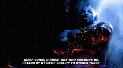 A Quote From A Movie Says " Deep Voice O Great One Who Summons Me I Stand By My Oath Loyalty To Wishes Three GIF