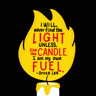 A Quote From Bruce Lee Is On A Yellow Background GIF