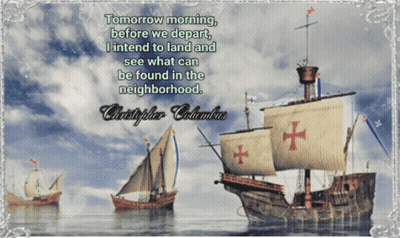 A Quote From Christopher Columbus Is Displayed On A Picture Of Sailboats GIF
