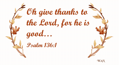 A Quote From Psalm 136 Is Surrounded By Leaves GIF