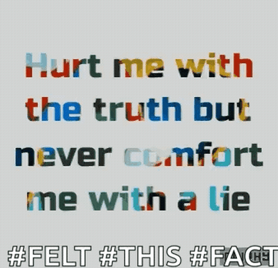 A Quote That Reads Hurt Me With The Truth But Never Comfort Me With A Lie GIF