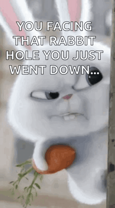 A Rabbit Is Holding A Carrot In Its Mouth . GIF