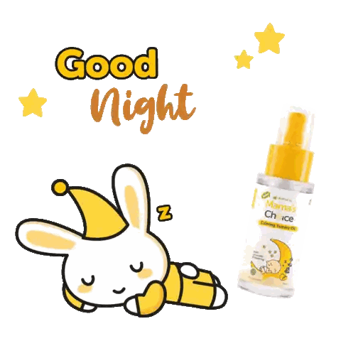 A Rabbit Is Sleeping Next To A Bottle That Says Mama 'S Choice Sticker