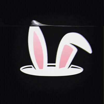 A Rabbit 'S Ears Are Visible On A Black Screen GIF