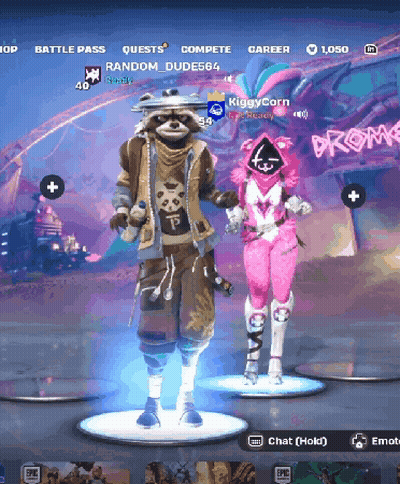 A Raccoon And A Pink Cat Are Standing Next To Each Other In A Game GIF
