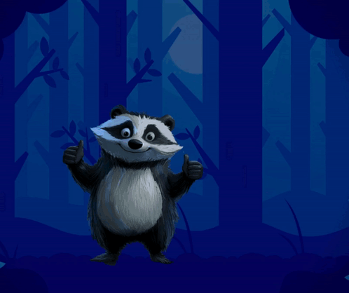 Raccoon Giving Thumbs Up Next To Ghost And Bat Spooky Text GIF