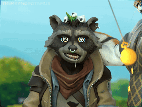 A Raccoon With A Hypnotic Look On His Face Is Being Held By A Man GIF