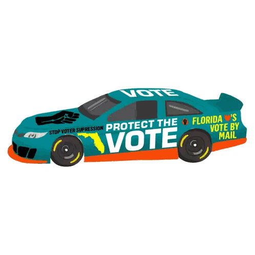 A Race Car That Says " Protect The Vote " On It Sticker