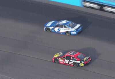 A Race Car With The Number 19 On The Front GIF