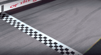 A Race Track With A Checkered Finish Line And A Sign That Says " Of The " GIF