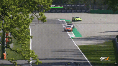 A Race Track With A Gt4 European Series Logo On It GIF