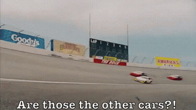 A Race Track With The Words Are Those The Other Cars On The Bottom GIF