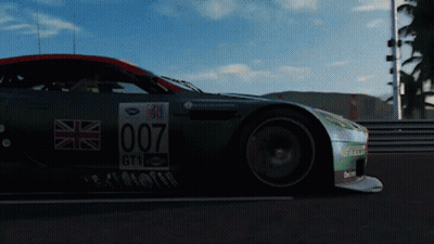 A Racing Car With The Number 007 On The Side GIF