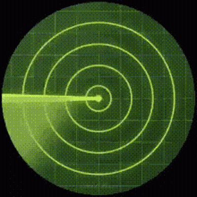 A Radar Screen Shows A Yellow Circle In The Middle Of The Screen GIF