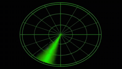 A Radar Screen With A Green Light Coming Out Of The Center Of It . GIF