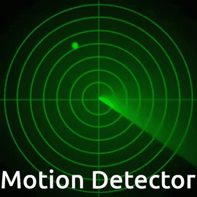 A Radar Screen With The Words Motion Detector Written Below It GIF