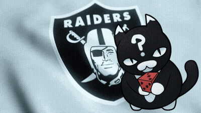 A Raiders Logo With A Cat Holding A Red Dice GIF