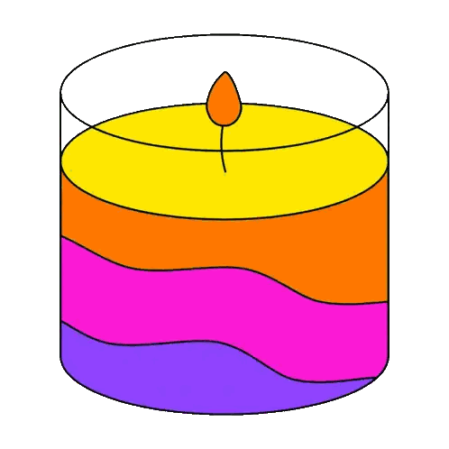 A Rainbow Colored Candle With A Flame In It Sticker