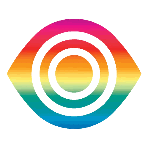 A Rainbow Colored Eye With A Black Circle In The Middle Sticker