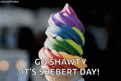 A Rainbow Colored Ice Cream Cone With The Words Go Shawty It 'S Shebert Day Written Below It GIF