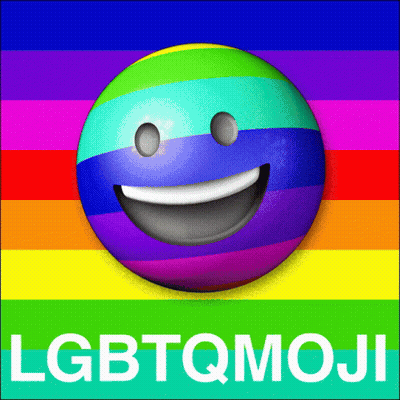 A Rainbow Colored Smiley Face With The Words Lgbtqmoji Written Below It GIF