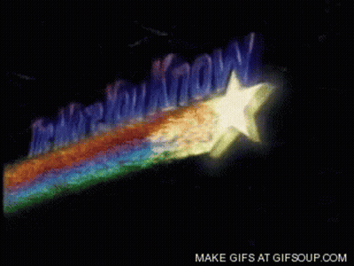 A Rainbow Colored Star Is Flying In Front Of The Word You Know GIF