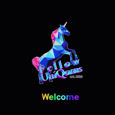 A Rainbow Colored Unicorn With The Words Fellow Unicorns GIF