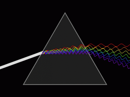 A Rainbow Colored Wave Is Being Reflected By A Triangle GIF