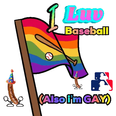 A Rainbow Flag With A Baseball Bat And The Words I Am Baseball Also I Am Gay Sticker