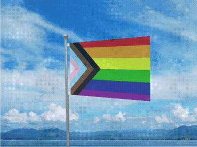 A Rainbow Flag With A Transgender Symbol On It GIF