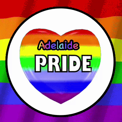 A Rainbow Heart With The Words Adelaide Pride GIF