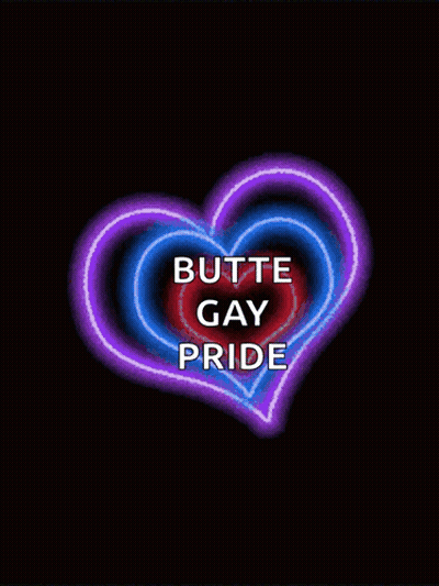 A Rainbow Heart With The Words Butte Gay Pride In The Center GIF