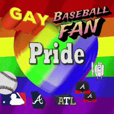 A Rainbow Heart With The Words Gay Baseball Fan Pride Written On It GIF