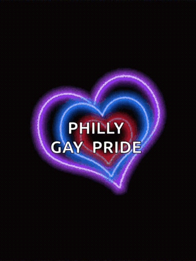 A Rainbow Heart With The Words Philly Gay Pride Written On It GIF