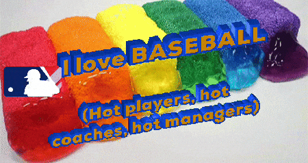 A Rainbow Of Gummy Bears With The Words I Love Baseball On Top GIF