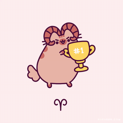 A Ram Holding A Trophy That Says # 1 GIF