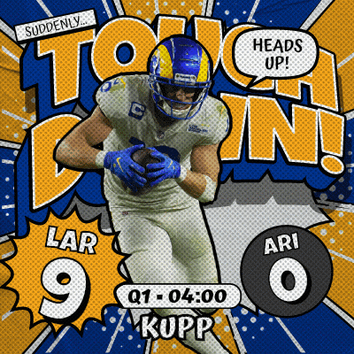 A Rams Football Player Is Running With The Ball And Says " Heads Up " GIF