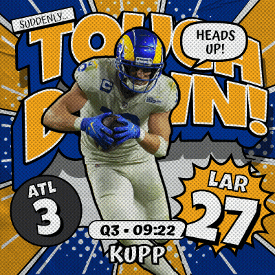 A Rams Football Player Is Running With The Ball And Says Heads Up GIF