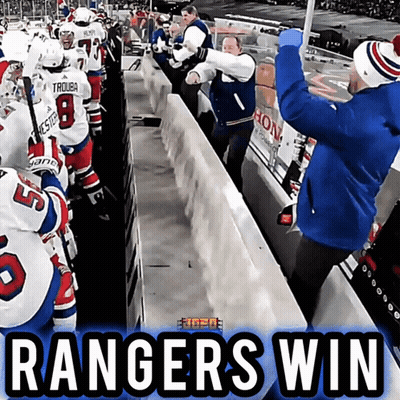 A Rangers Win Advertisement With Hockey Players On It GIF