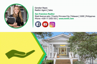 A Real Estate Agent 'S Signature With A Picture Of A House In The Background GIF