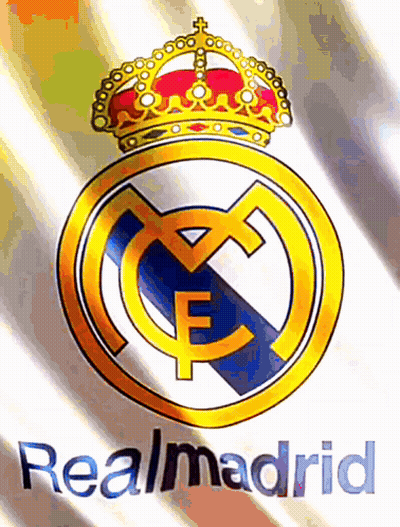 A Real Madrid Logo With A Crown And The Word Real Madrid Below It GIF