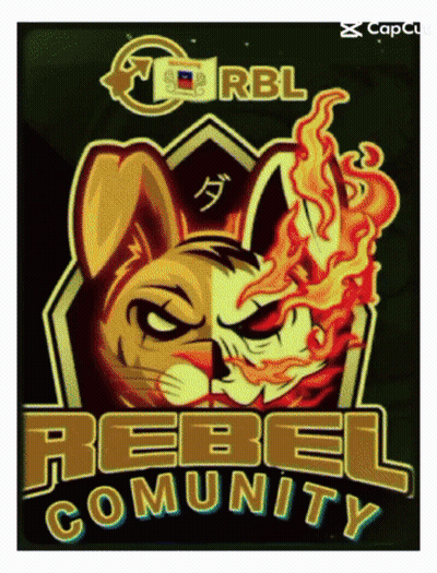 A Rebel Community Logo With A Rabbit And A Cat GIF