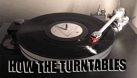 A Record Is Being Played On A Turntable With The Words " How The Turntables " Above It GIF