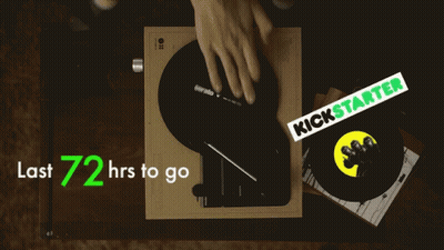A Record Player With A Kickstarter Label On It GIF