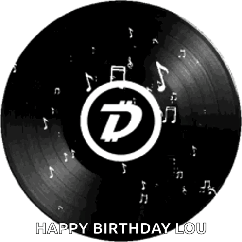 A Record With The Letter D On It And The Words " Happy Birthday Lou " GIF