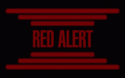 A Red Alert Sign Is Displayed On A Black Background With Red Lines . GIF
