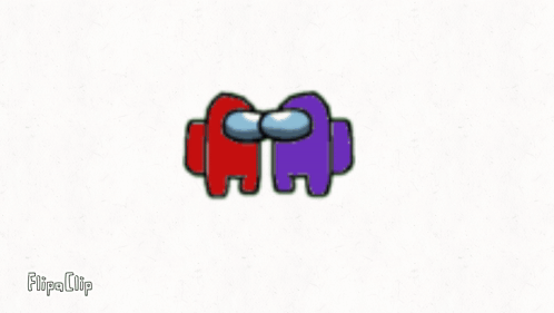 A Red Among Us Character And A Purple Among Us Character Are Laying Next To Each Other On A White Background . GIF