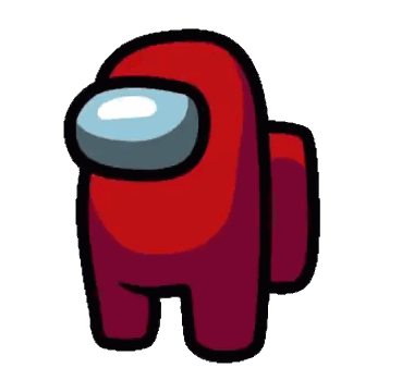 A Red Among Us Character Is Standing On A White Background Sticker