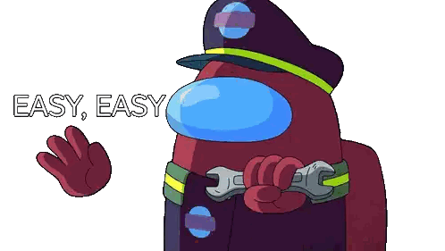 A Red Among Us Character Is Wearing A Hat And Holding A Wrench Around His Neck Sticker